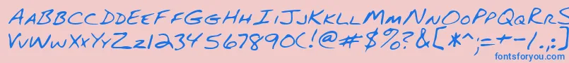 Lehn082 Font – Blue Fonts on Pink Background
