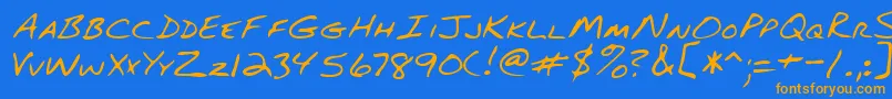 Lehn082-Schriftart – Orangefarbene Schriften auf blauem Hintergrund