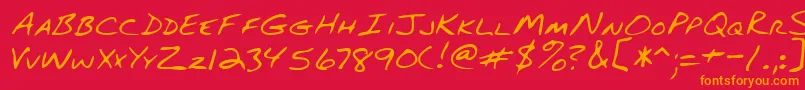 フォントLehn082 – 赤い背景にオレンジの文字