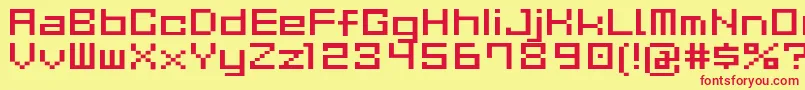 GauCubeR-Schriftart – Rote Schriften auf gelbem Hintergrund