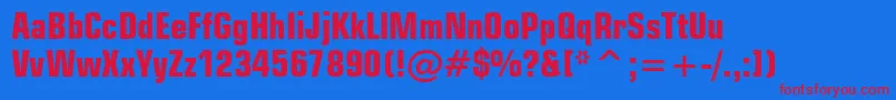 Square721BoldCondensedBt-Schriftart – Rote Schriften auf blauem Hintergrund