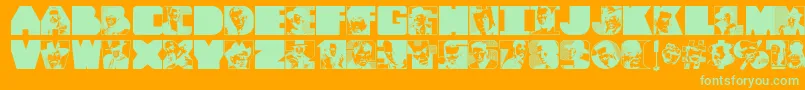 ToughGuys-Schriftart – Grüne Schriften auf orangefarbenem Hintergrund