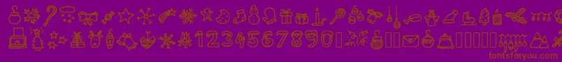 Fonte LettertypemieschristmasiconsRegular – fontes marrons em um fundo roxo