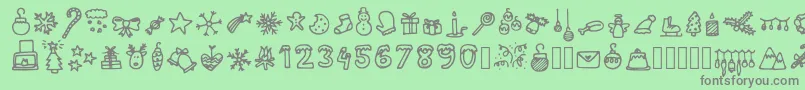 Fonte LettertypemieschristmasiconsRegular – fontes cinzas em um fundo verde