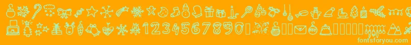 LettertypemieschristmasiconsRegular Font – Green Fonts on Orange Background