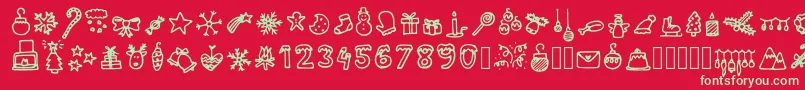 Шрифт LettertypemieschristmasiconsRegular – зелёные шрифты на красном фоне