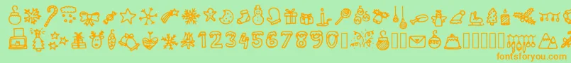 LettertypemieschristmasiconsRegular Font – Orange Fonts on Green Background