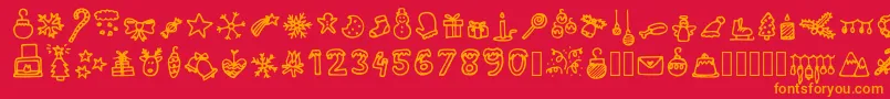 LettertypemieschristmasiconsRegular Font – Orange Fonts on Red Background