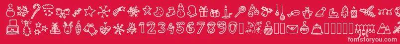 Police LettertypemieschristmasiconsRegular – polices roses sur fond rouge