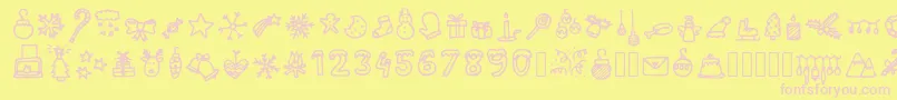 LettertypemieschristmasiconsRegular Font – Pink Fonts on Yellow Background