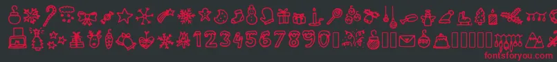 LettertypemieschristmasiconsRegular Font – Red Fonts on Black Background