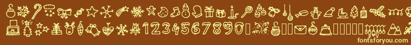 LettertypemieschristmasiconsRegular Font – Yellow Fonts on Brown Background