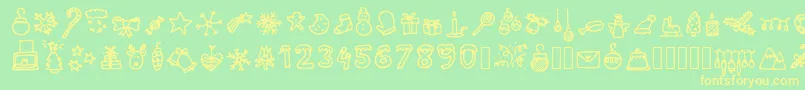 LettertypemieschristmasiconsRegular Font – Yellow Fonts on Green Background