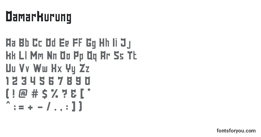 Fuente DamarKurung - alfabeto, números, caracteres especiales