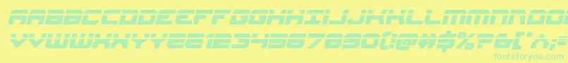 Gearheadlaserital-Schriftart – Grüne Schriften auf gelbem Hintergrund