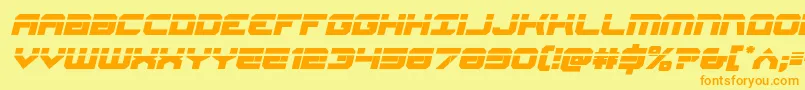 Gearheadlaserital-Schriftart – Orangefarbene Schriften auf gelbem Hintergrund