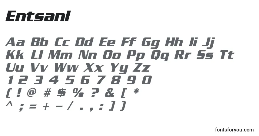 Schriftart Entsani – Alphabet, Zahlen, spezielle Symbole