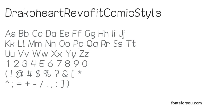 A fonte DrakoheartRevofitComicStyle – alfabeto, números, caracteres especiais