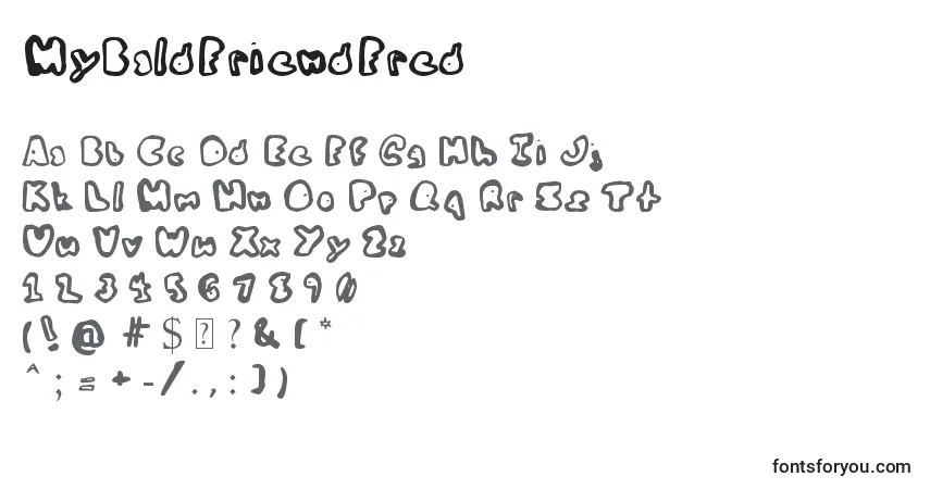 Schriftart MyBaldFriendFred – Alphabet, Zahlen, spezielle Symbole