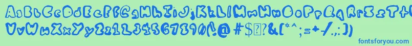 MyBaldFriendFred Font – Blue Fonts on Green Background