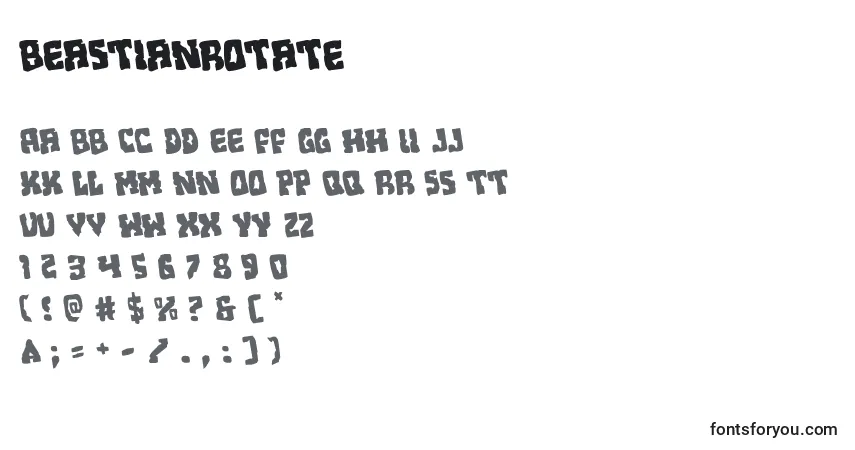 A fonte Beastianrotate – alfabeto, números, caracteres especiais