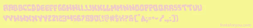 Beastianrotate-Schriftart – Rosa Schriften auf gelbem Hintergrund