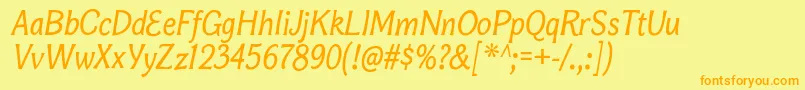 Fonte BonoborgItalic – fontes laranjas em um fundo amarelo