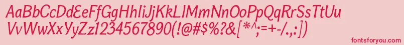BonoborgItalicフォントについての詳細 フォントBonoborgItalic – ピンクの背景に赤い文字