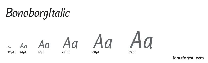 Размеры шрифта BonoborgItalic
