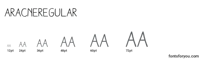 Размеры шрифта AracneRegular