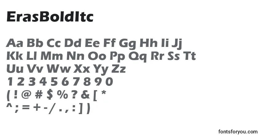 A fonte ErasBoldItc – alfabeto, números, caracteres especiais