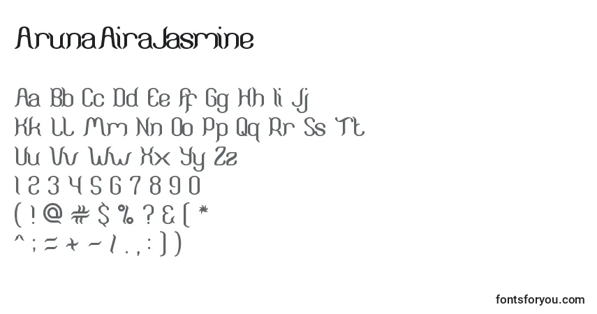 Czcionka ArunaAiraJasmine – alfabet, cyfry, specjalne znaki