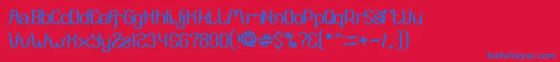ArunaAiraJasmine-Schriftart – Blaue Schriften auf rotem Hintergrund