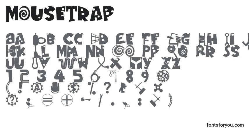 A fonte MouseTrap – alfabeto, números, caracteres especiais