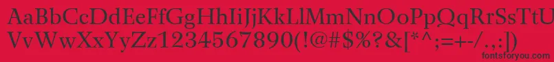 フォントWilkeLt55Roman – 赤い背景に黒い文字