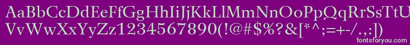 WilkeLt55Roman Font – Green Fonts on Purple Background