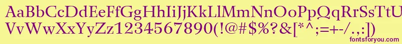 WilkeLt55Roman Font – Purple Fonts on Yellow Background