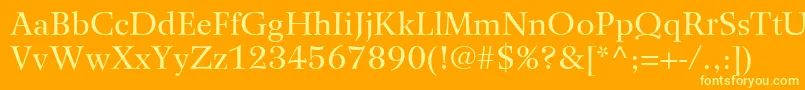 WilkeLt55Roman-Schriftart – Gelbe Schriften auf orangefarbenem Hintergrund