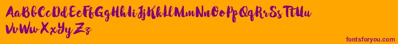 WinterBrushDemo-fontti – violetit fontit oranssilla taustalla