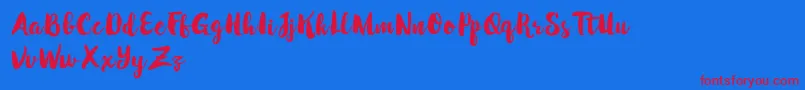 フォントWinterBrushDemo – 赤い文字の青い背景