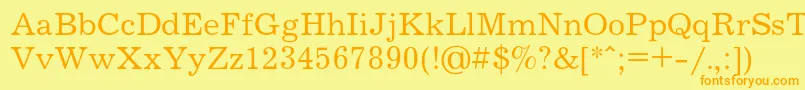 フォントJournalc – オレンジの文字が黄色の背景にあります。