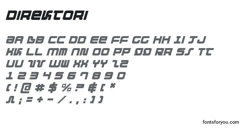 A fonte Direktori – alfabeto, números, caracteres especiais