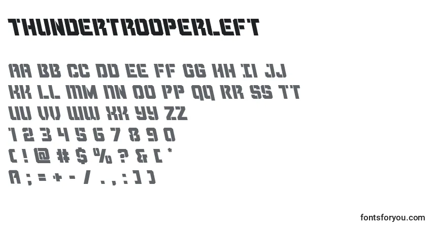 Schriftart Thundertrooperleft – Alphabet, Zahlen, spezielle Symbole