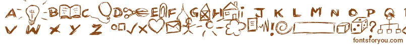 Kritzel-Schriftart – Braune Schriften auf weißem Hintergrund