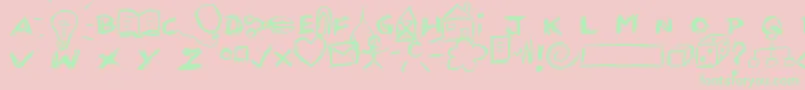 Kritzel-Schriftart – Grüne Schriften auf rosa Hintergrund