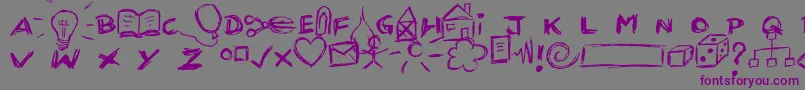 Kritzel-fontti – violetit fontit harmaalla taustalla