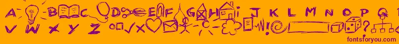 Шрифт Kritzel – фиолетовые шрифты на оранжевом фоне
