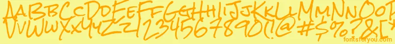 Rocksalt-Schriftart – Orangefarbene Schriften auf gelbem Hintergrund