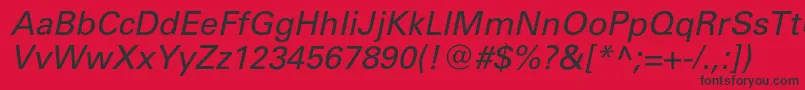 UniverscItalic Font – Black Fonts on Red Background