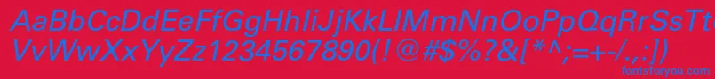 UniverscItalic-fontti – siniset fontit punaisella taustalla